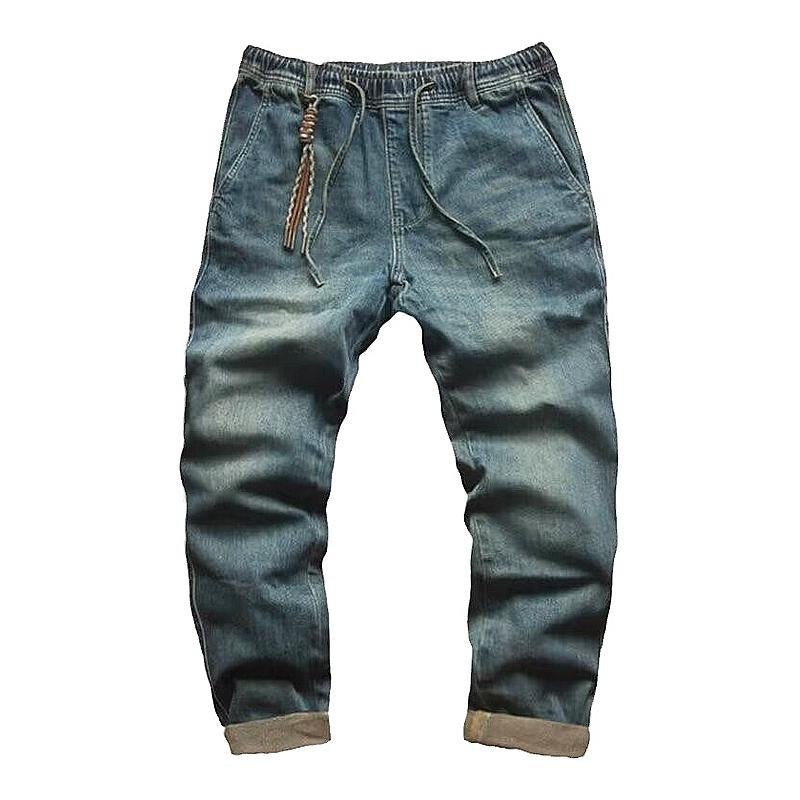 Men's Casual Solid Color Drawstring Straight Jeans 94836367Y