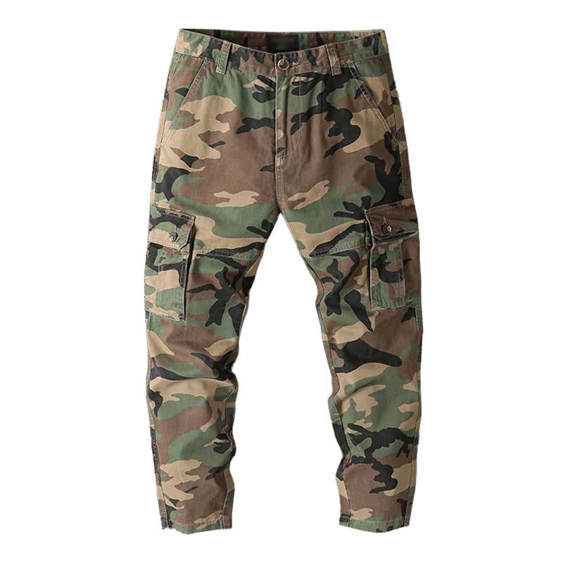 Men's Casual Outdoor Camouflage Cotton Straight Leg Cargo Pants 86406797M