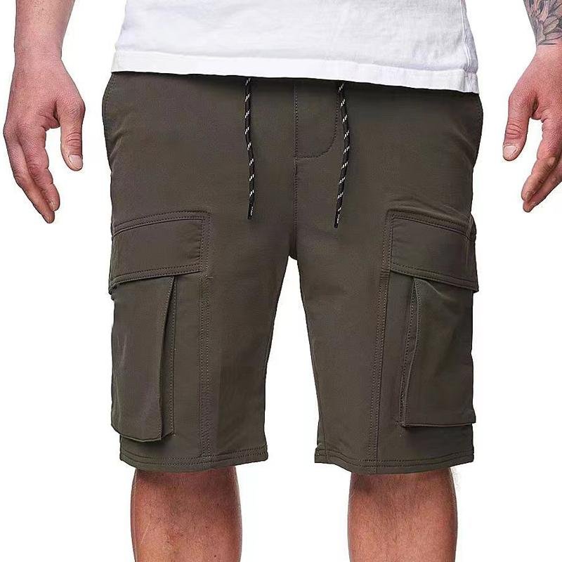 Men's Loose Drawstring Elastic Waist Multi-pocket Cargo Shorts 04936964Z