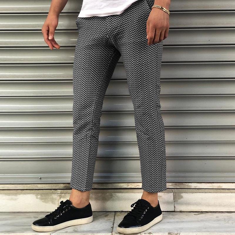 Men's Casual Printed Slim Fit Tapered Pants 46748866M