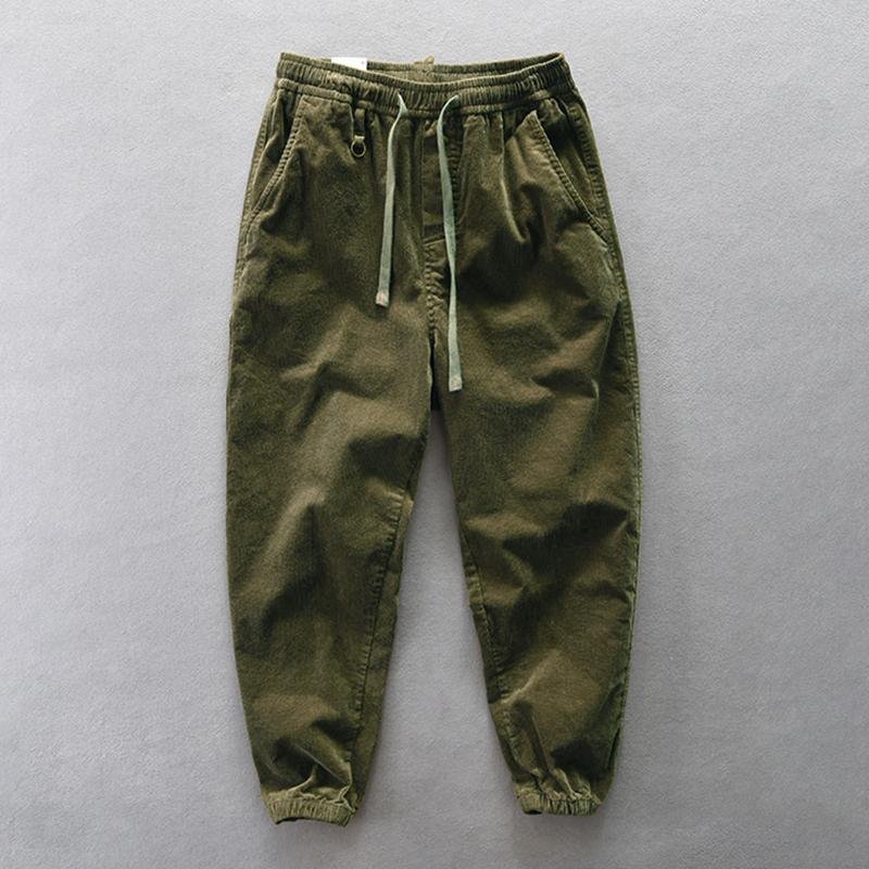 Men's Vintage Corduroy Loose Loose Elastic Waist Pants 88636669M