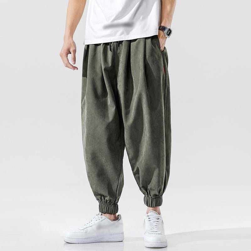 Men's Casual Solid Color Elastic Waist Loose Pants 84049486M