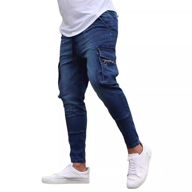 Men's Multi-Pocket Stretch Zipper Jeans 96366749X