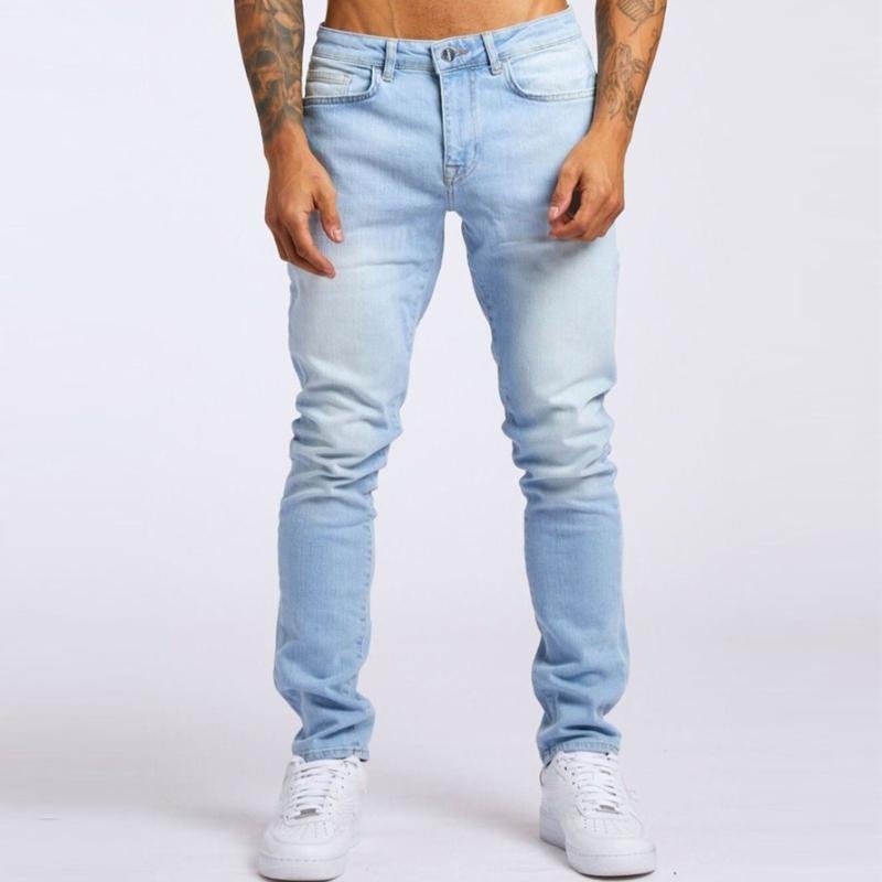 Men's Casual Washed Straight Slim Fit Jeans 64047674M