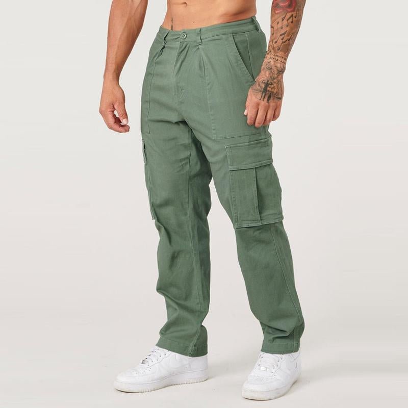 Men's Casual Solid Color Multi-Pocket Cargo Pants 69333446Y