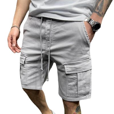 Men's Casual Solid Color Multi-pocket Cargo Shorts 38698448M