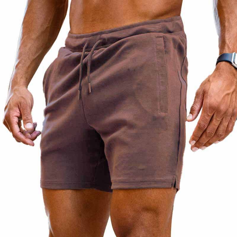 Men's Casual Solid Color Sports Straight Cotton Shorts 66794367M