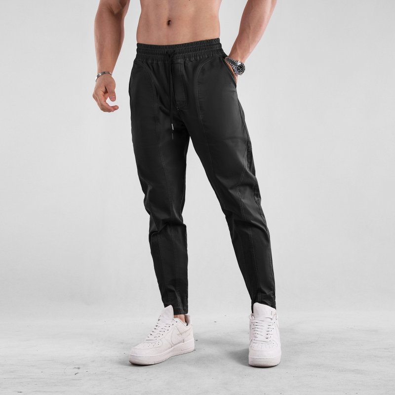 Men's Solid Color Cotton Elastic Waist Sports Pants 49807760Z