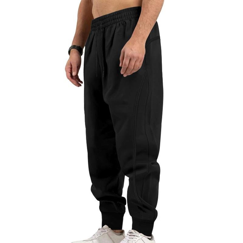 Men's Solid Drawstring Elastic Waist Loose Sports Pants 80069938Z