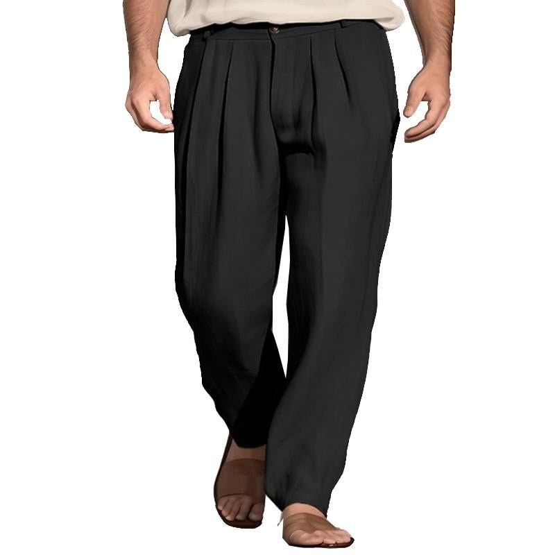 Men's Linen Loose Solid Color Comfortable Breathable Casual Pants 40937636X