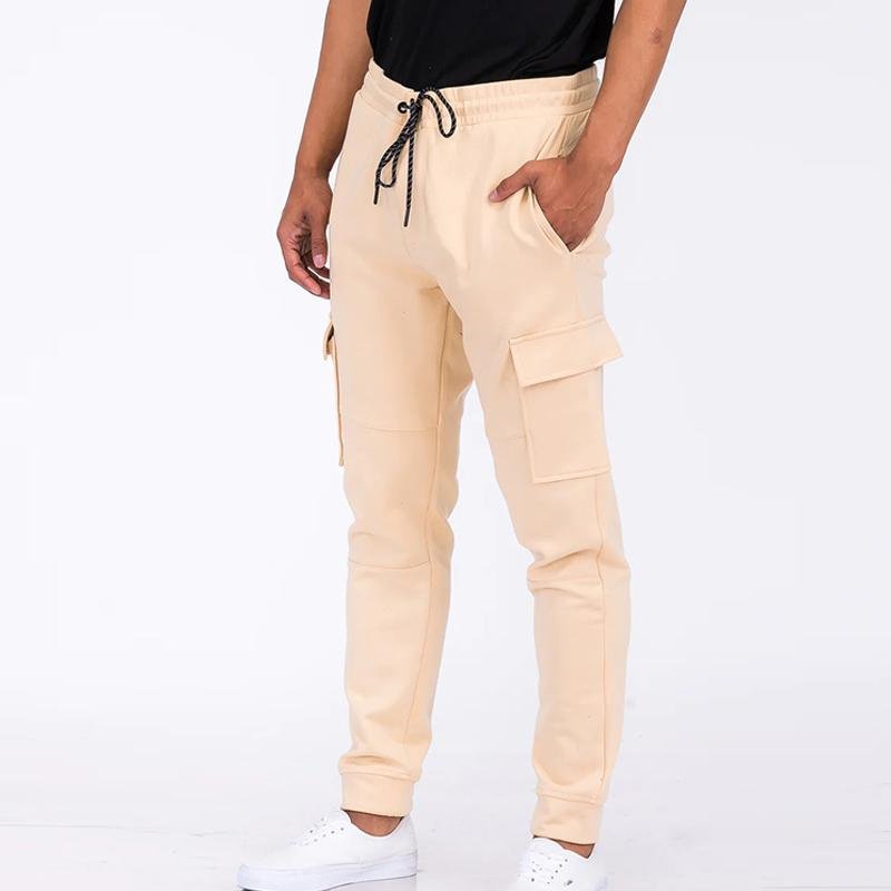 Men's Sport Solid Color Drawstring Multi-Pocket Cargo Pants 68639009Y