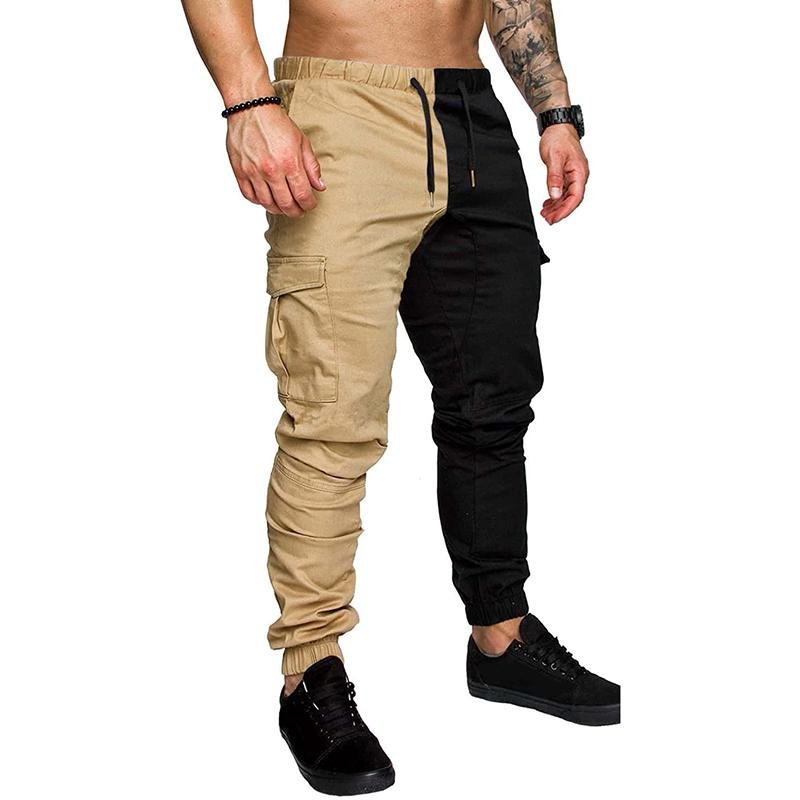 Men's Colorblock Elastic Waist Multi-pocket Cargo Pants 66746866Z