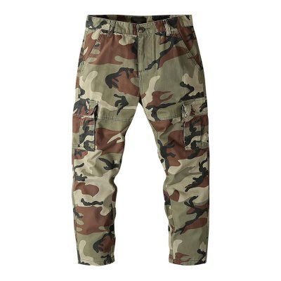 Men's Casual Outdoor Camouflage Cotton Straight Leg Cargo Pants 86406797M