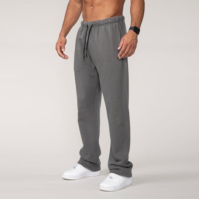 Men's Casual Solid Color Cotton Elastic Waist Loose Sports Pants 74979046M