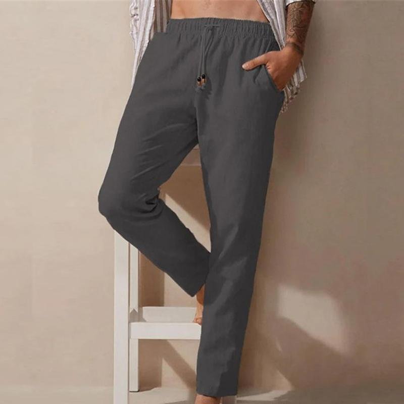 Men's Casual Loose Solid Color Drawstring Trousers 37776480Y