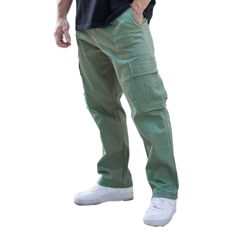 Men's Casual Solid Color Multi-Pocket Cargo Pants 69333446Y