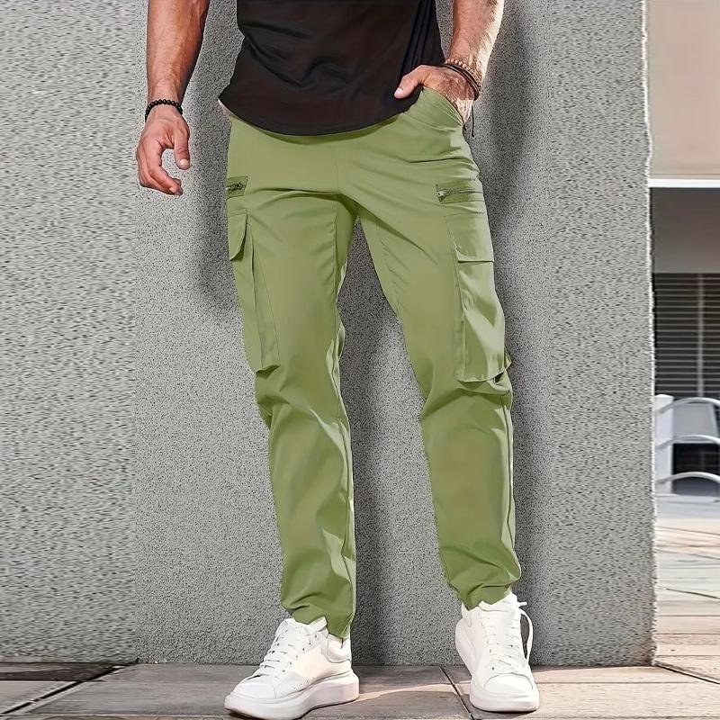 Men's Casual Solid Color Multi-Pocket Cargo Pants 66636364Y