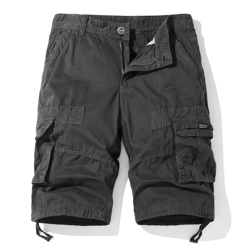 Men's Solid Color Multi-Pocket Cargo Shorts 66047664Z