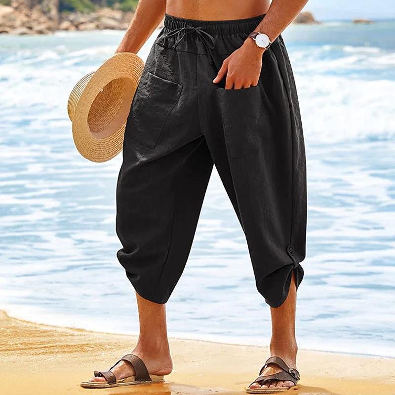 Men's Casual Loose Pocket Beach Pants 77669009Y