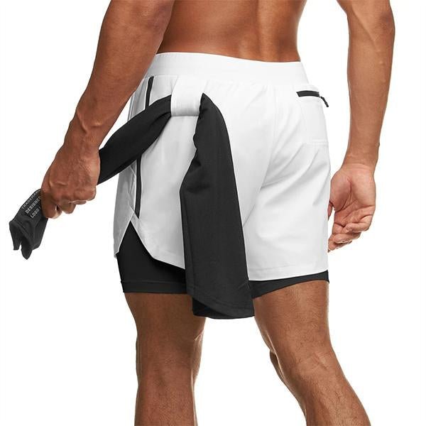 Men's Double Layer Quick Dry Sports Shorts 66636838M