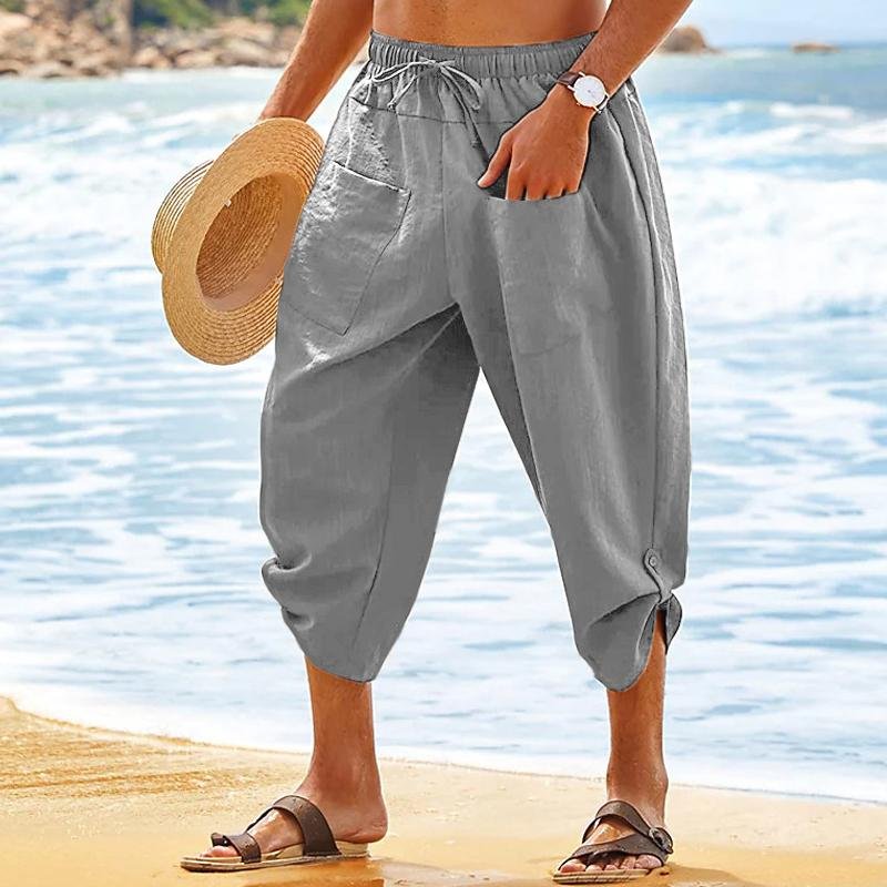 Men's Casual Loose Pocket Beach Pants 77669009Y