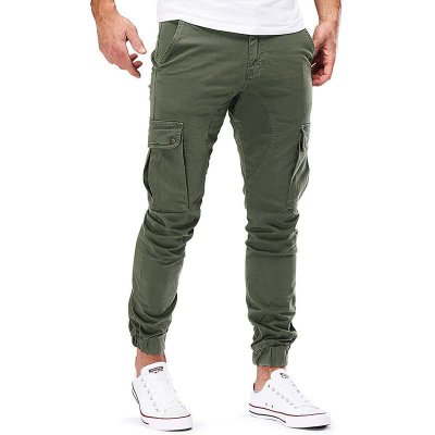 Men's Casual Multi-Pocket Solid Color Cargo Pants 64684446M