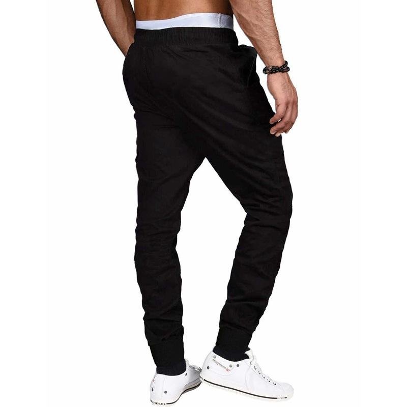 Men's Casual Zipper Pocket Elastic Waist Slim Fit Pants 46666600M