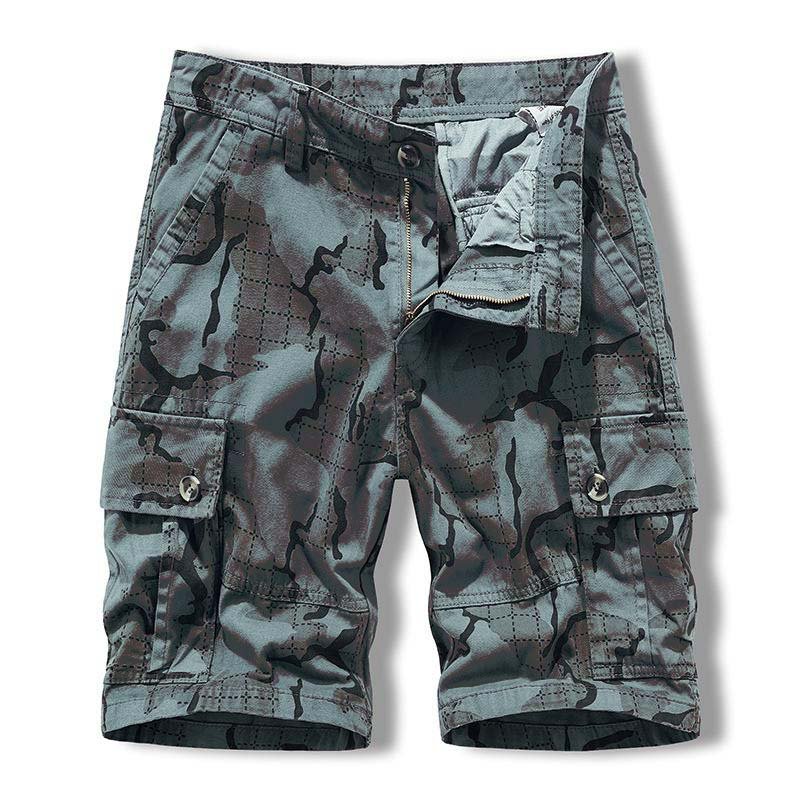 Men's Casual Printed Multi-Pocket Straight Cargo Shorts 06096778M